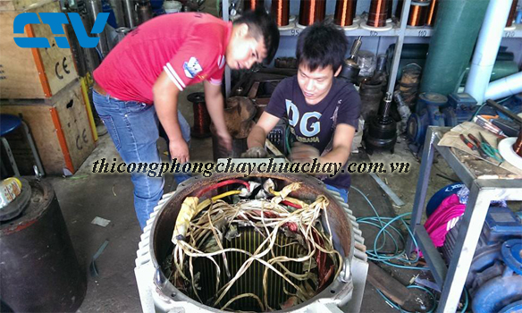 Quấn lại động cơ máy bơm cứu hỏa bị cháy